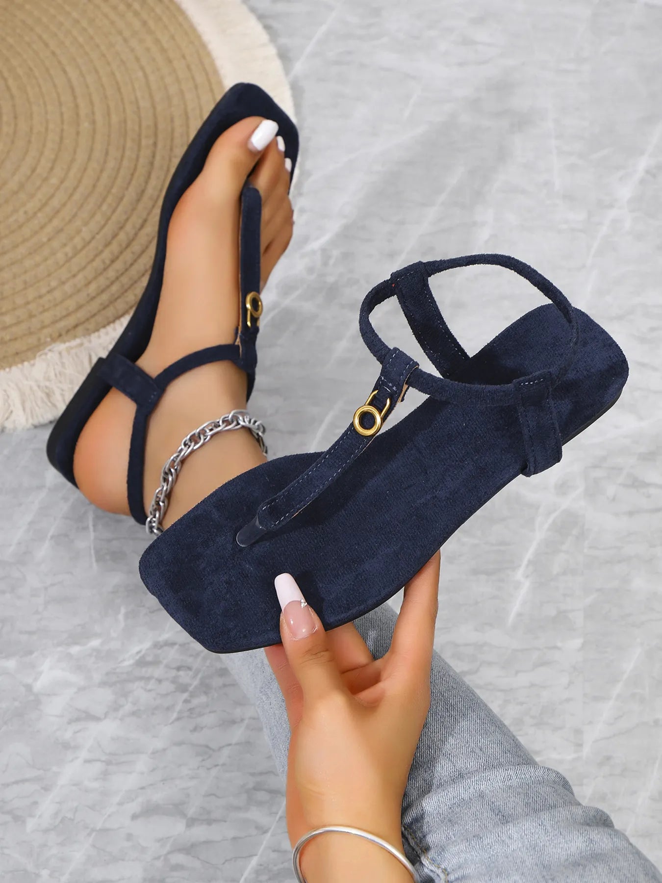 Casual Ankle Strap Toe Post Sandals