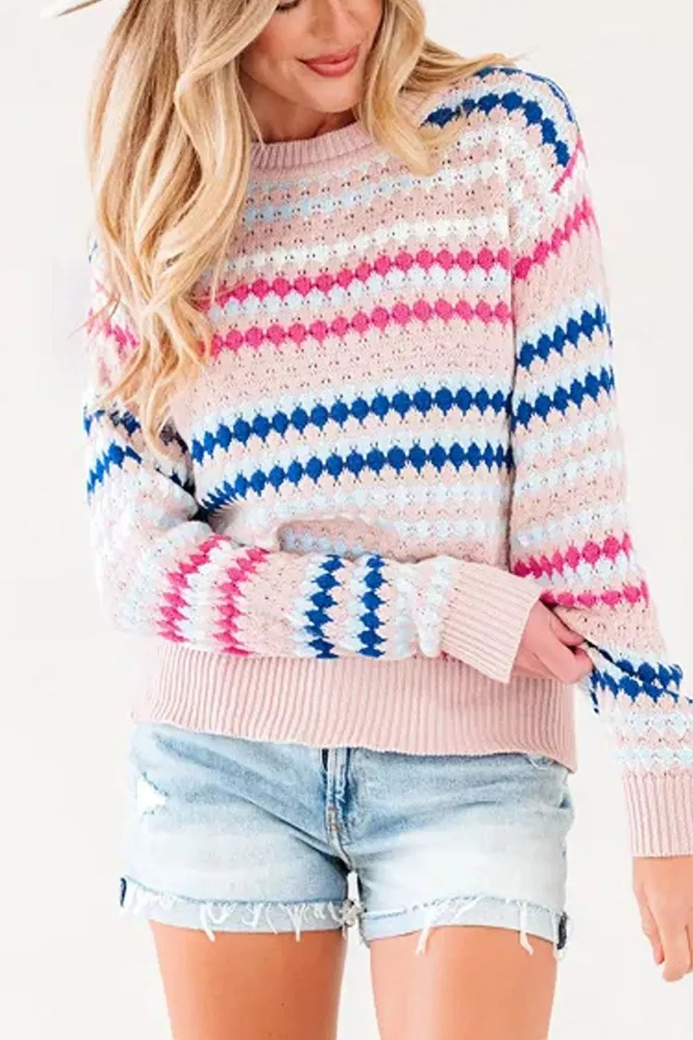 Striped Geometric Pattern Sweater