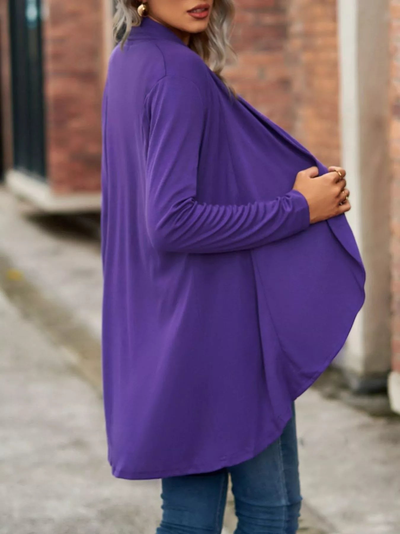 Open-Front Dropped Shoulder Cardigan