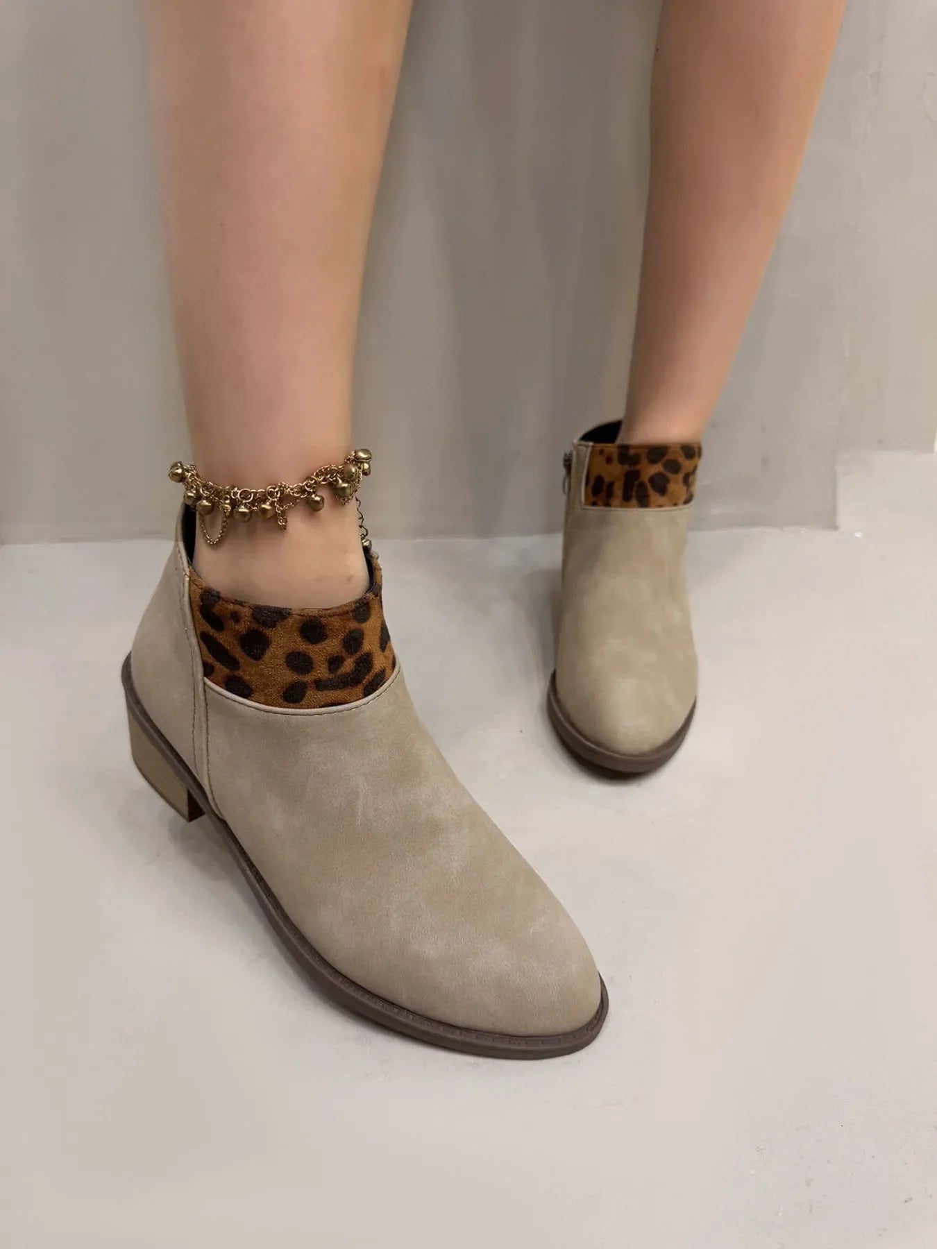 Leopard Block Heels Boots