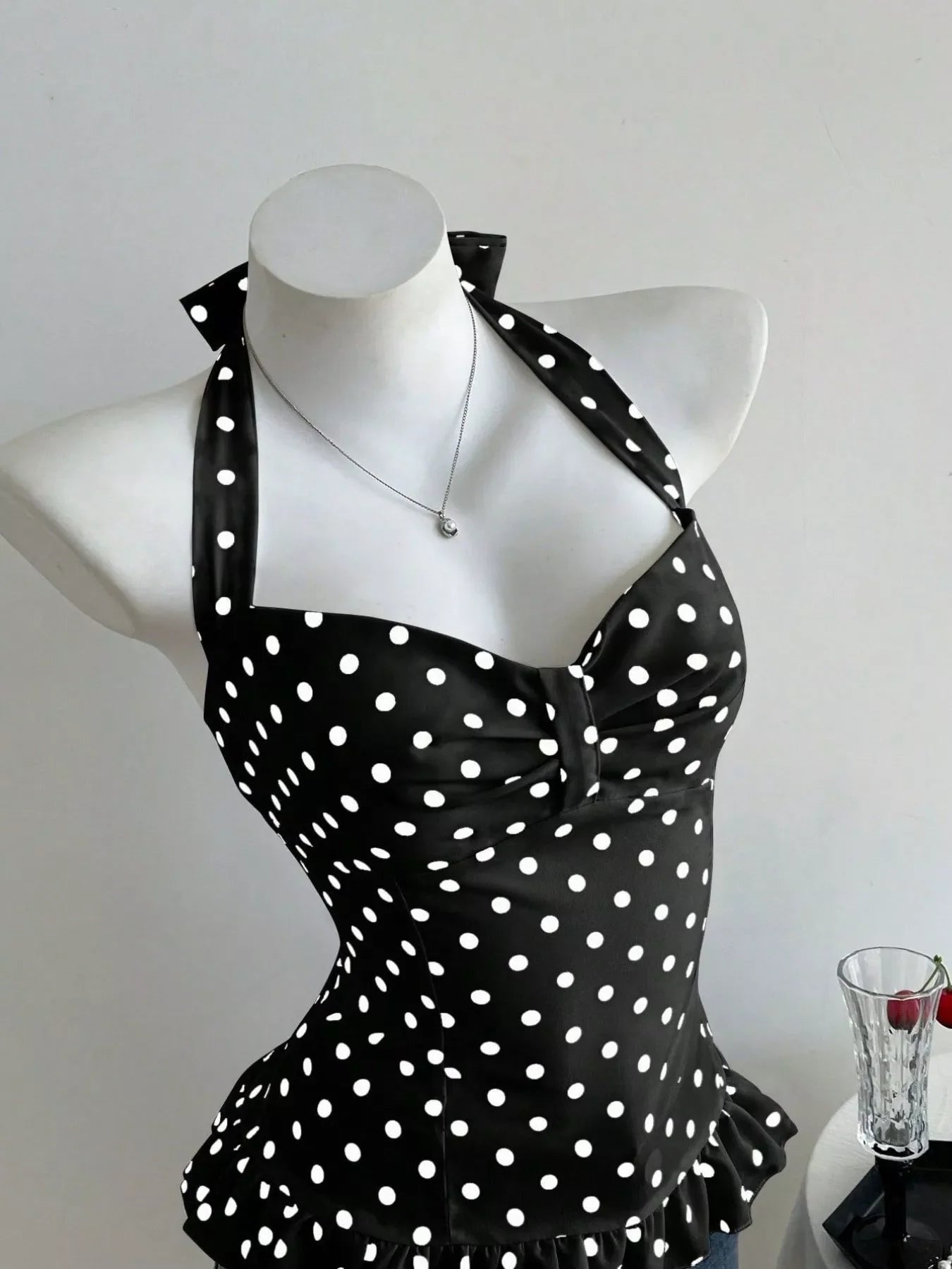 Polka Dot Halter Neck Cami