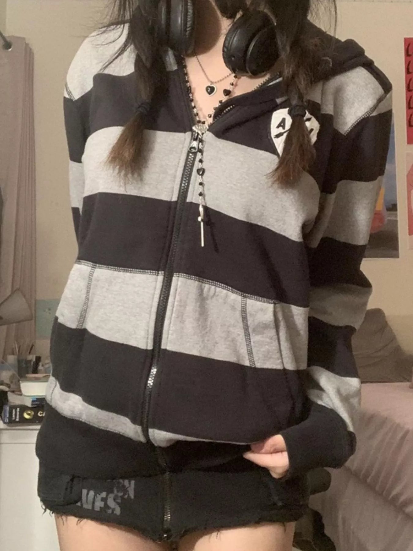 Striped Zip-Up Hoodie