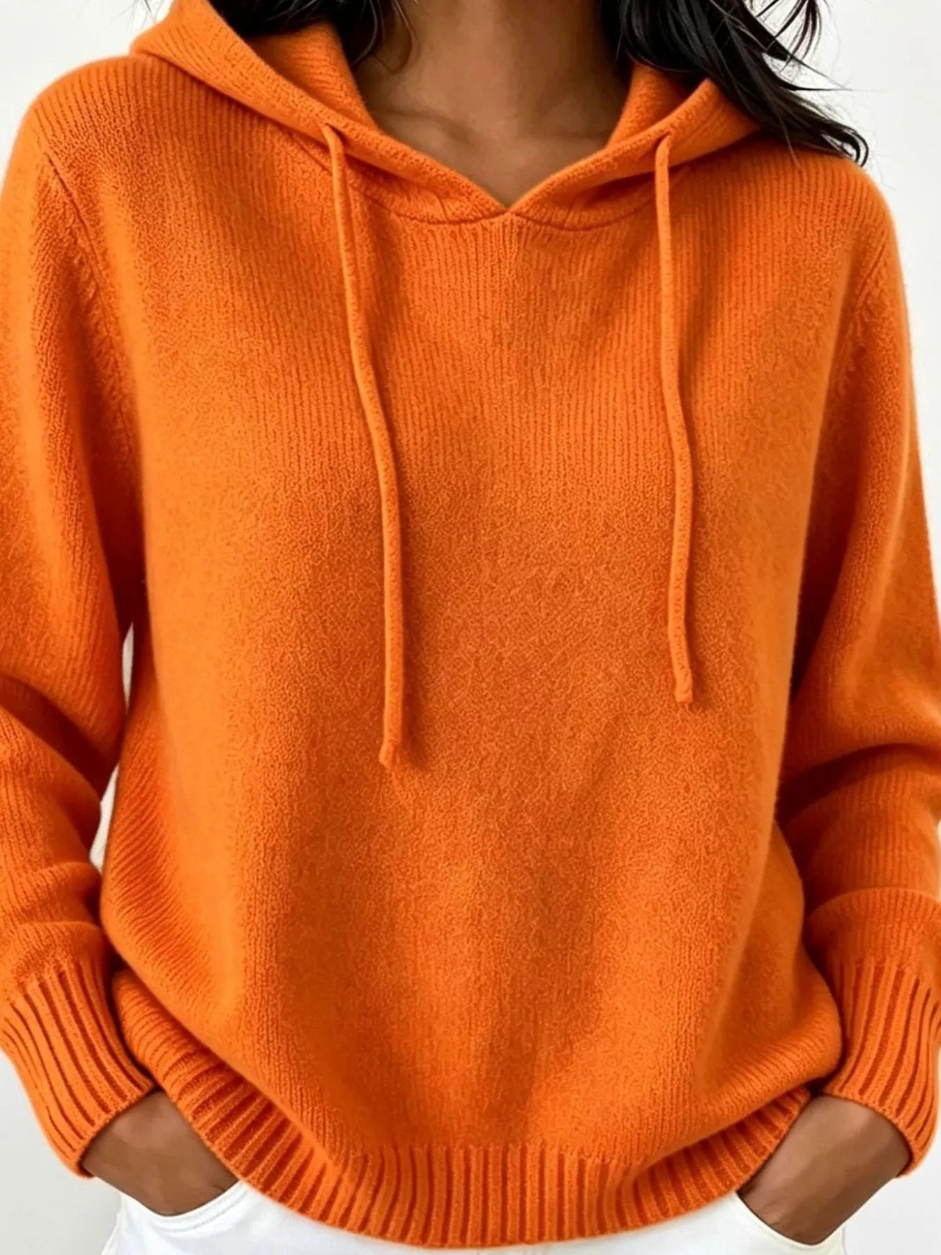 Cozy Ribbed Long‑Sleeve Hooded Sweater