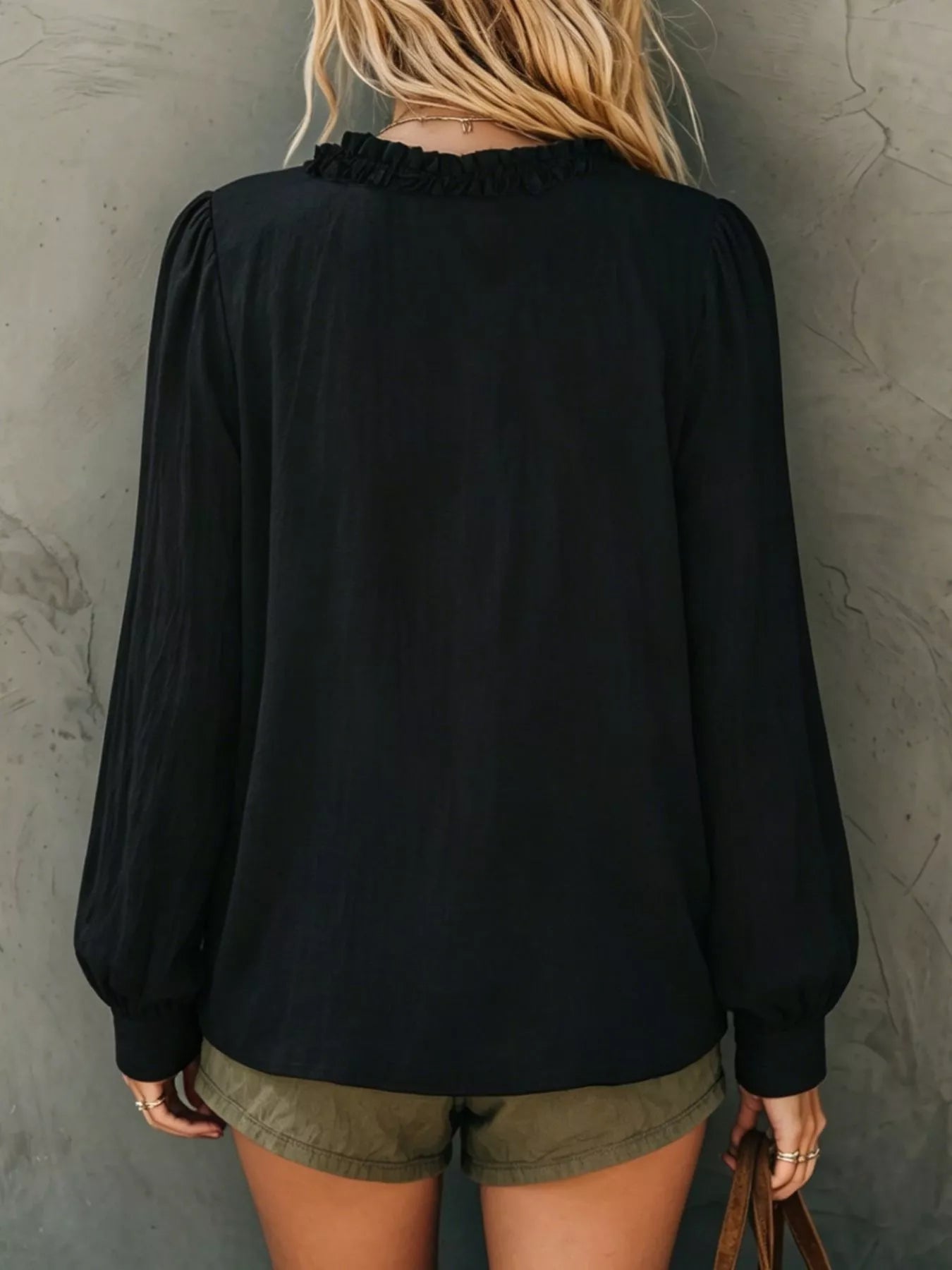 Bohemian Ruffled V-Neck Long Sleeve Blouse