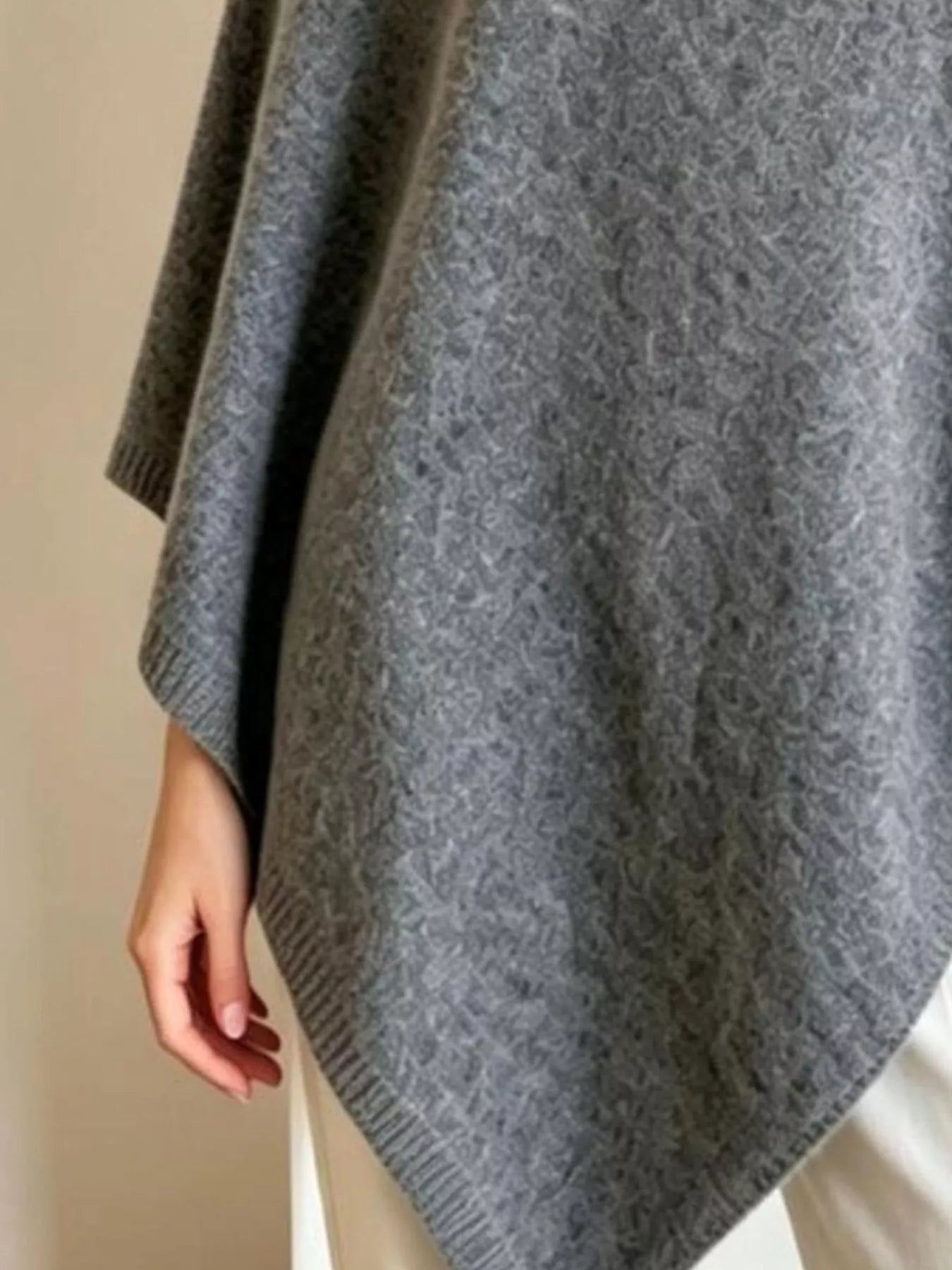 Asymmetrical Hem Knit Poncho