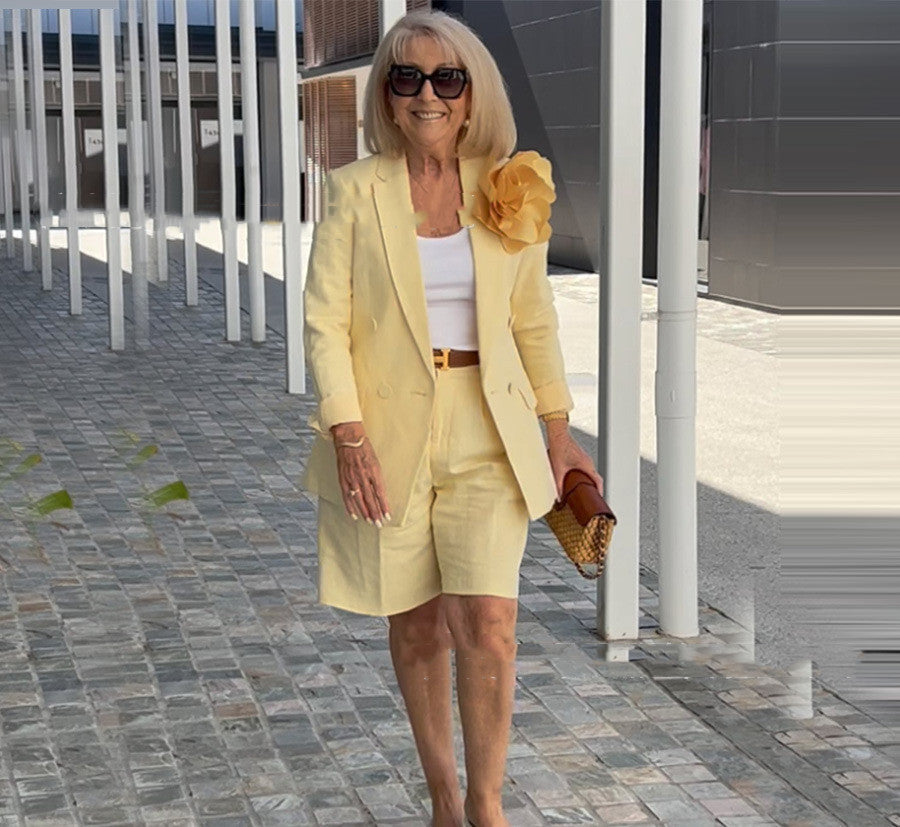 Elegant Cardigan Suit Coat Shorts Two-piece Suit (see size chart under more details)