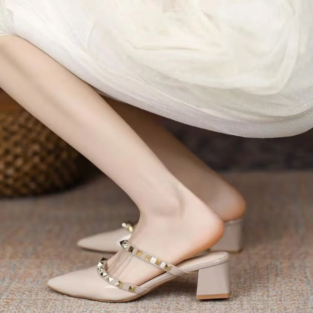 Point Toe Block Heels Sandals