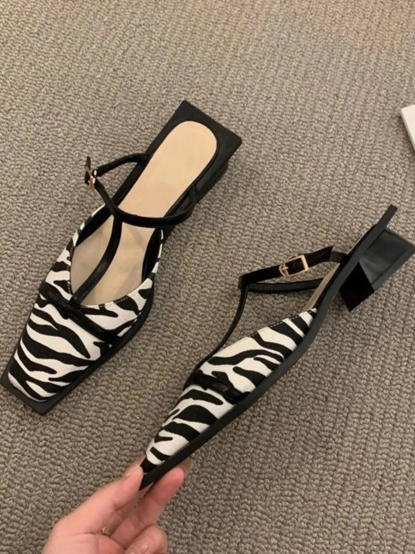 Square Toe T-Strap Sandals