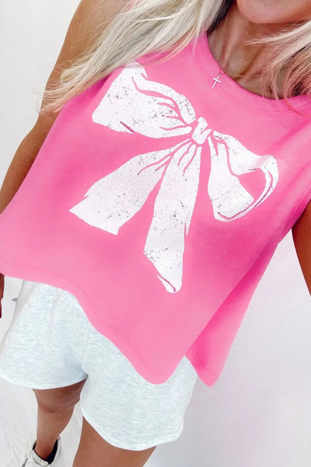 Bow Print Boxy Fit Tank Top