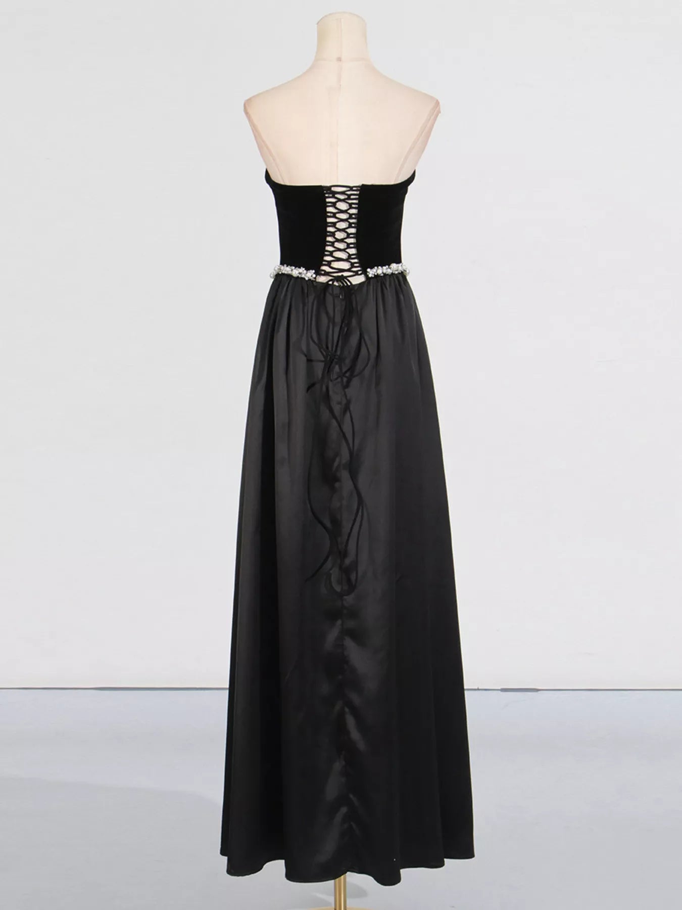 Lace Up Back Tube Maxi Dress