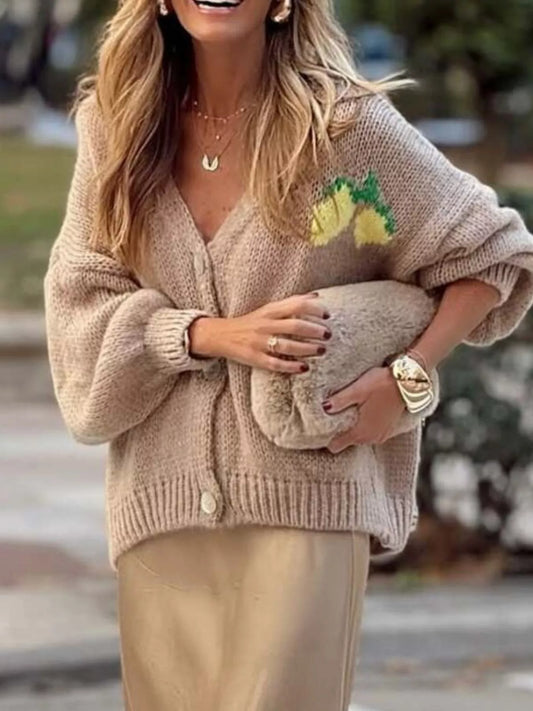 Lemon Button Up Knit Cardigan