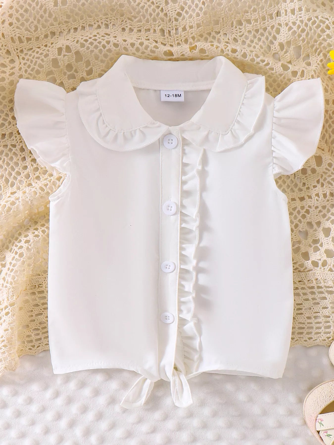 Children's Gingham Ruffle Collar Sleeveless Shirt