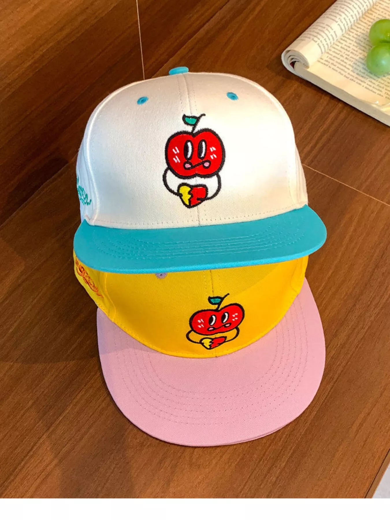 Cartoon Apple Embroidered Baseball Cap