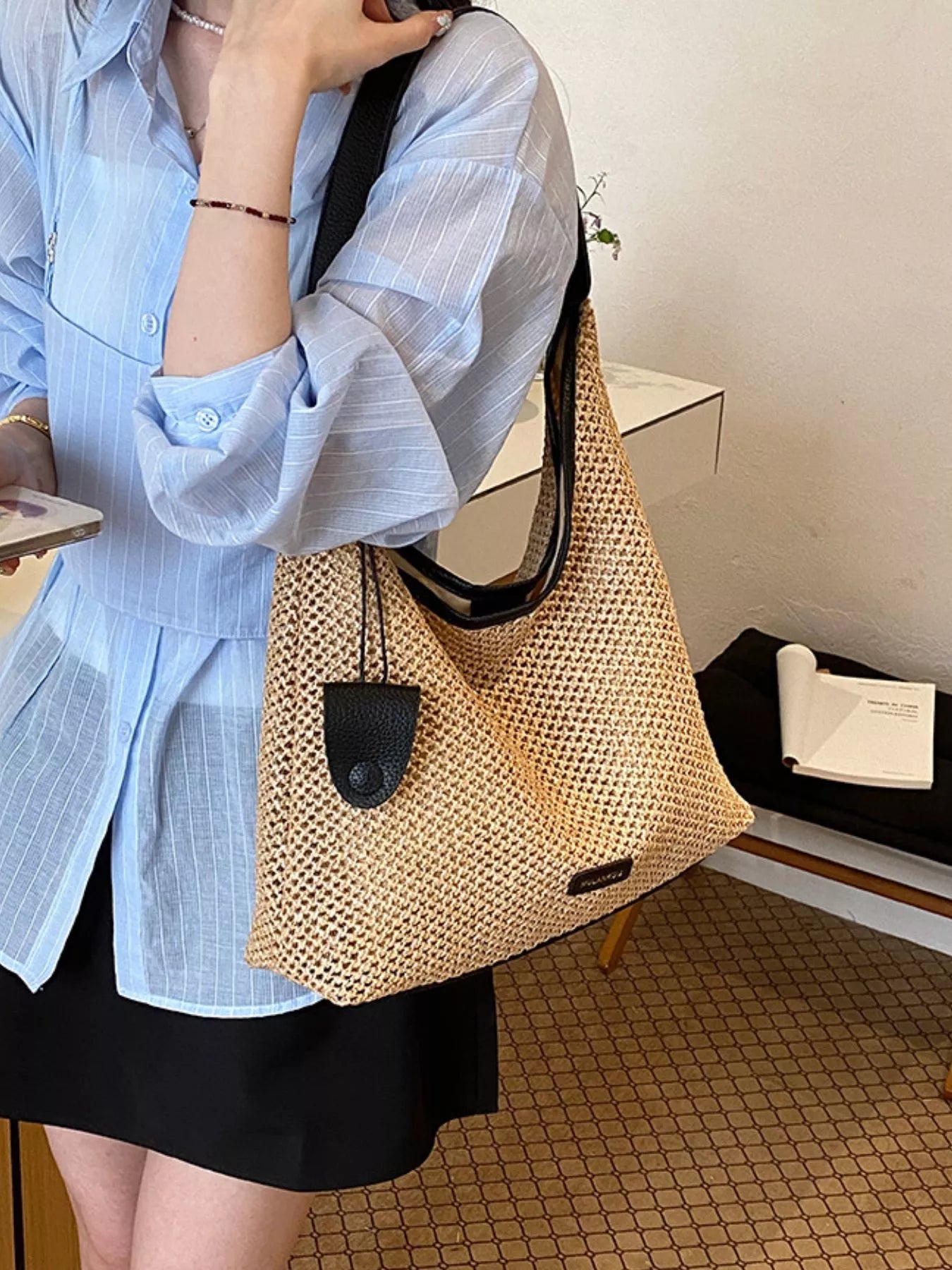 Woven Straw Shoulder Bag