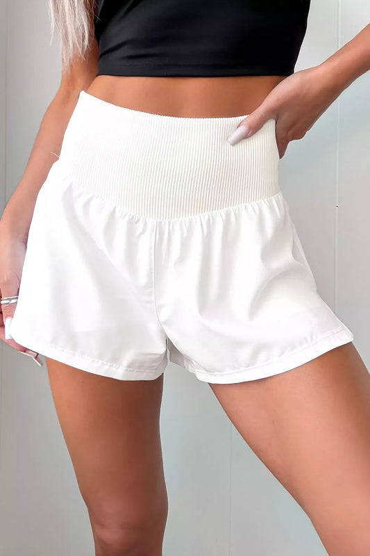High Waist Ribbed Waistband Shorts