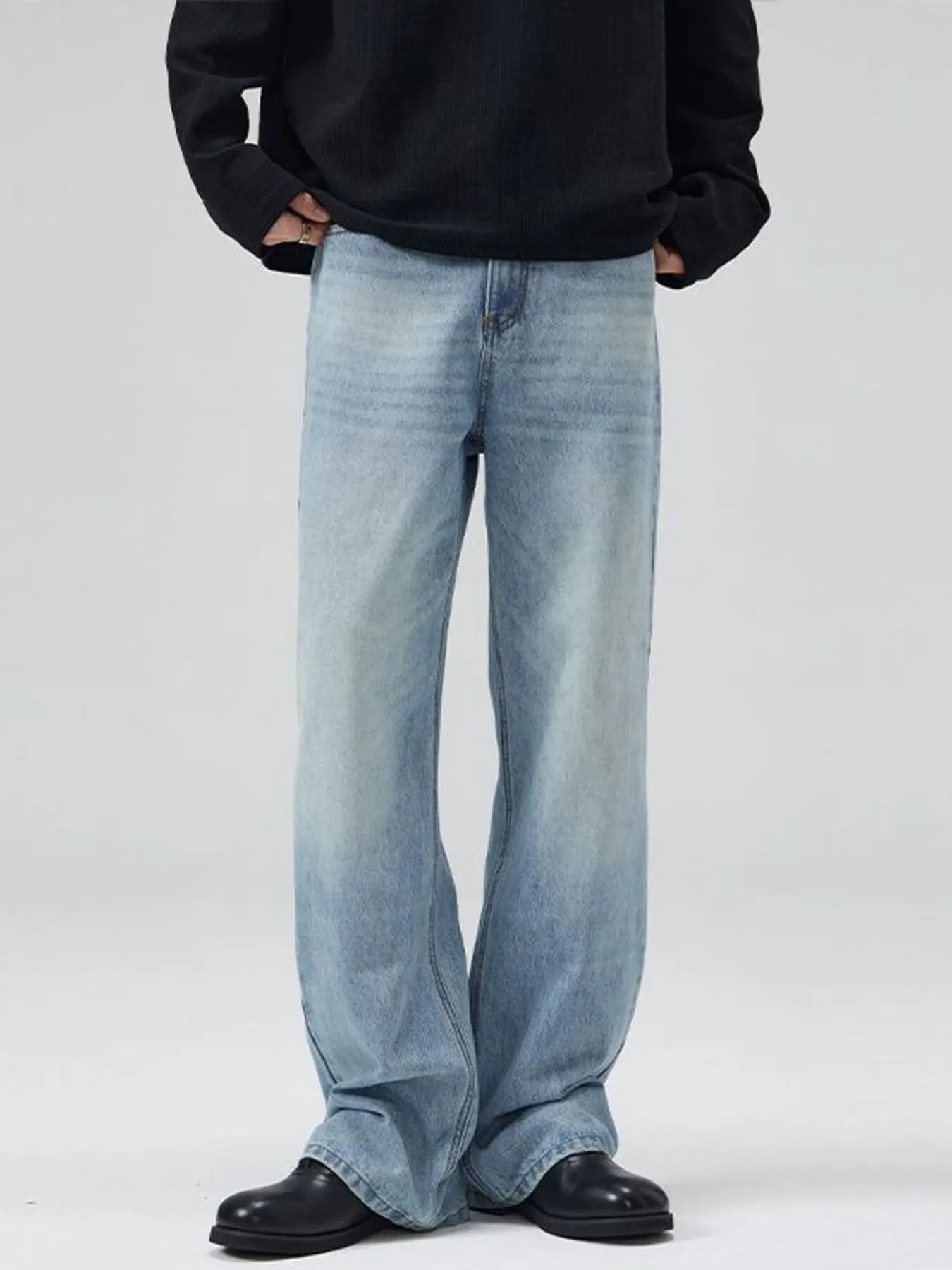Men's Full Size Vintage Wash Flare Jeans Plus Size