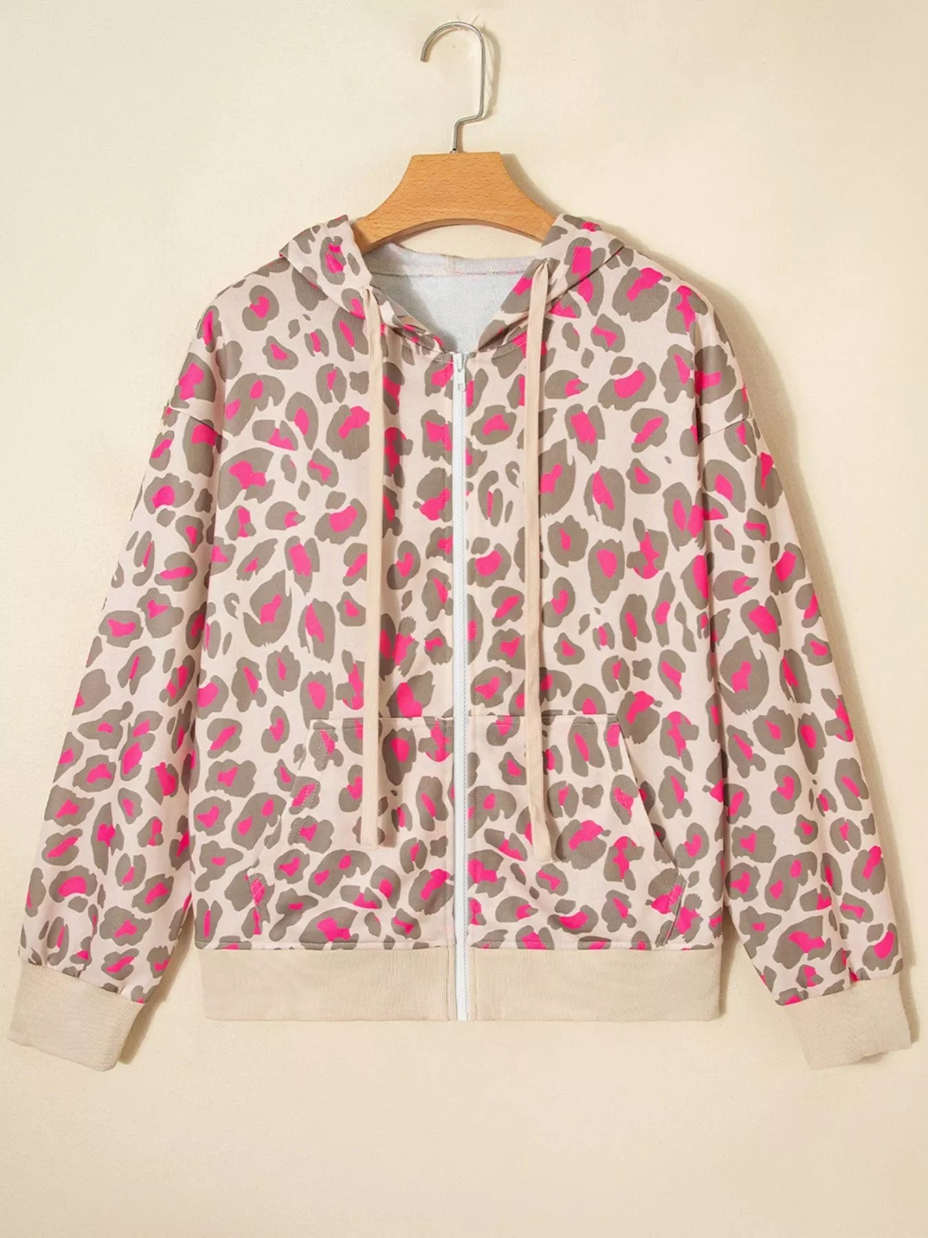 Leopard Print Zip-Up Hoodie