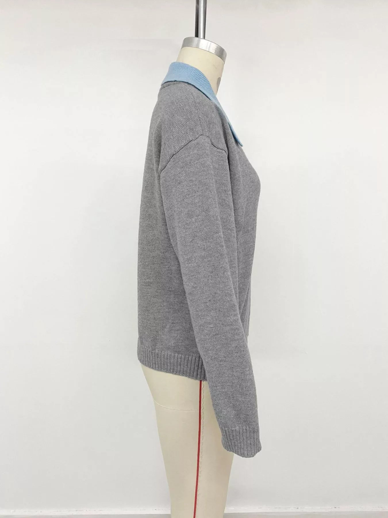 Contrast Collar Dropped Shoulder Sweater
