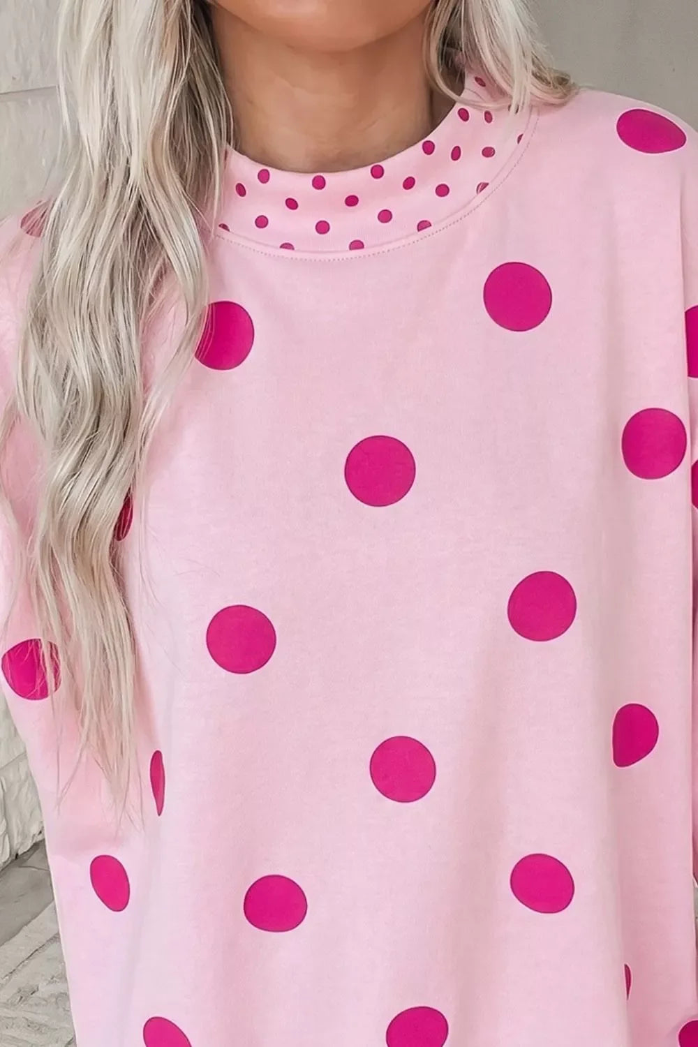 Polka Dot Dropped Shoulder Sweatshirt