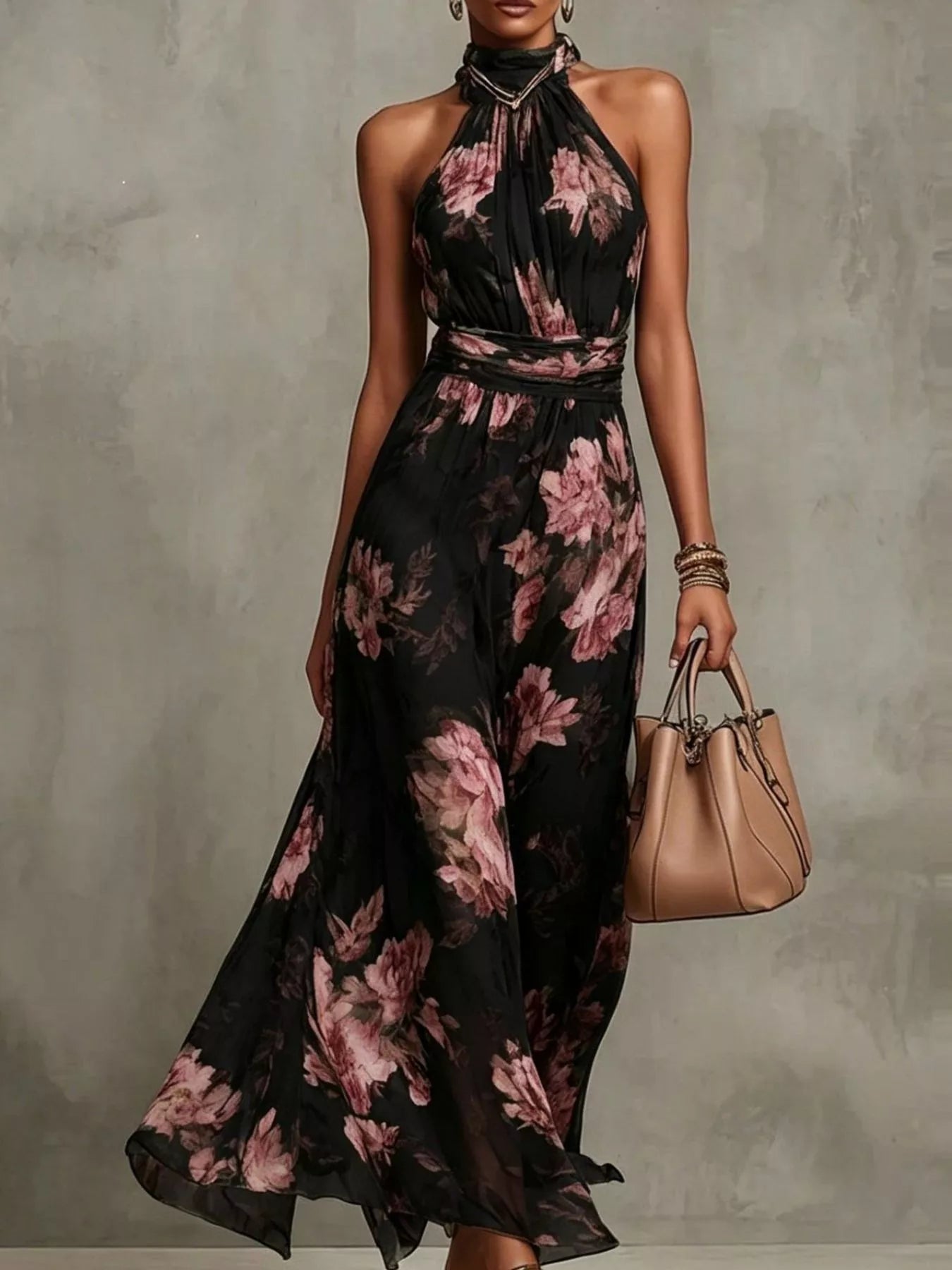 Full Size Floral Print Sleeveless Maxi Dress Plus Size