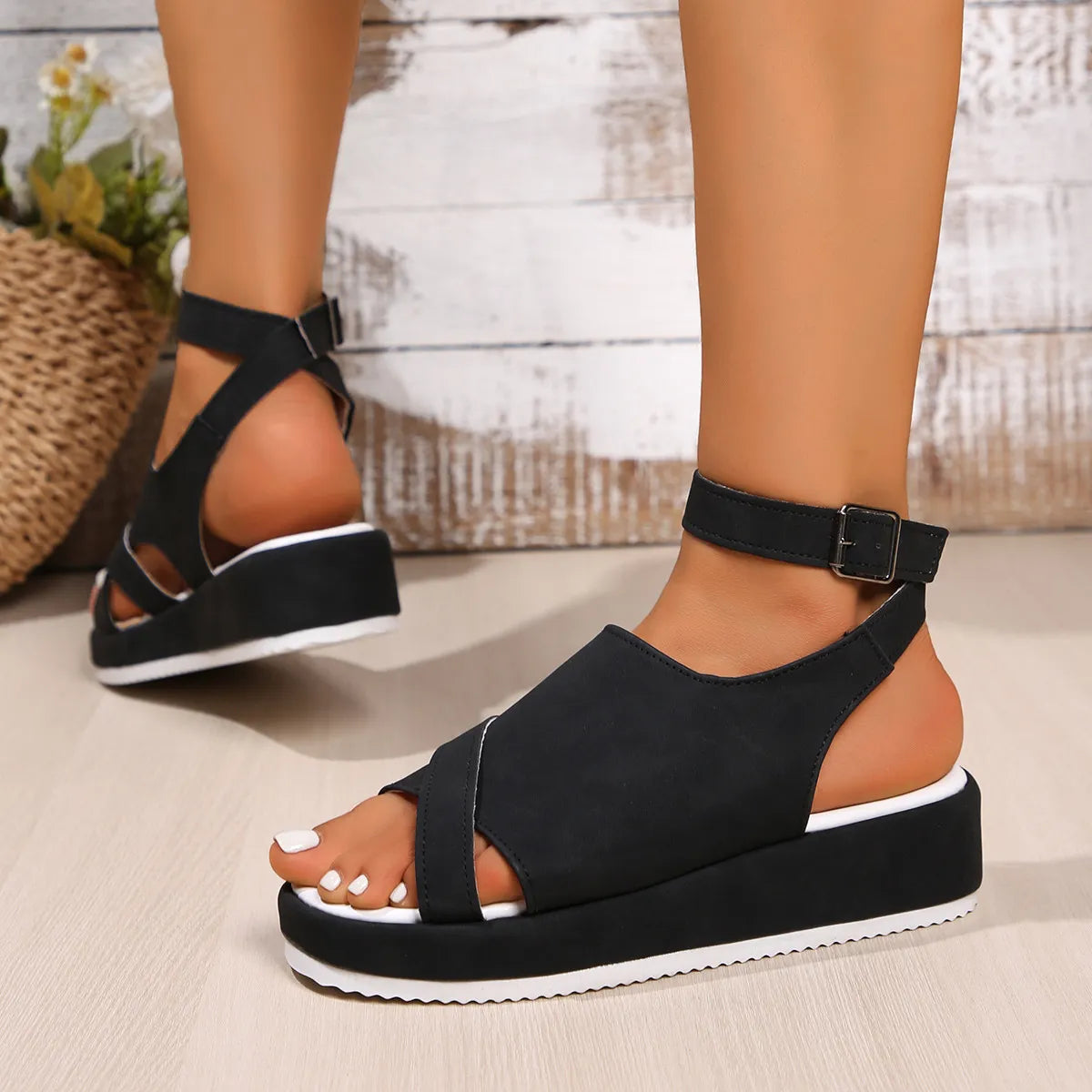 Platform Ankle Strap Comfort Sandals