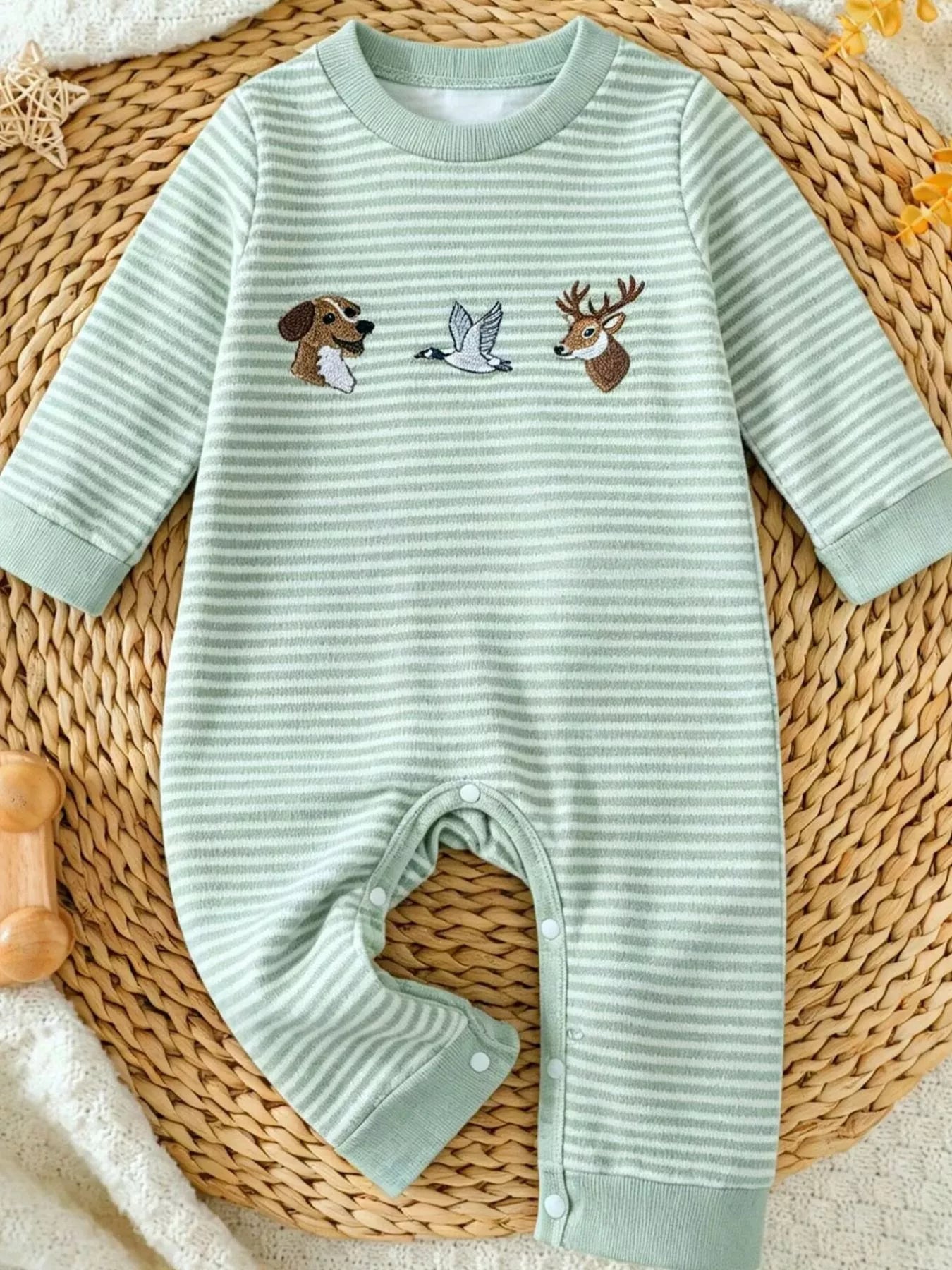 Children's Animal Striped Long Sleeve Jumpsuit