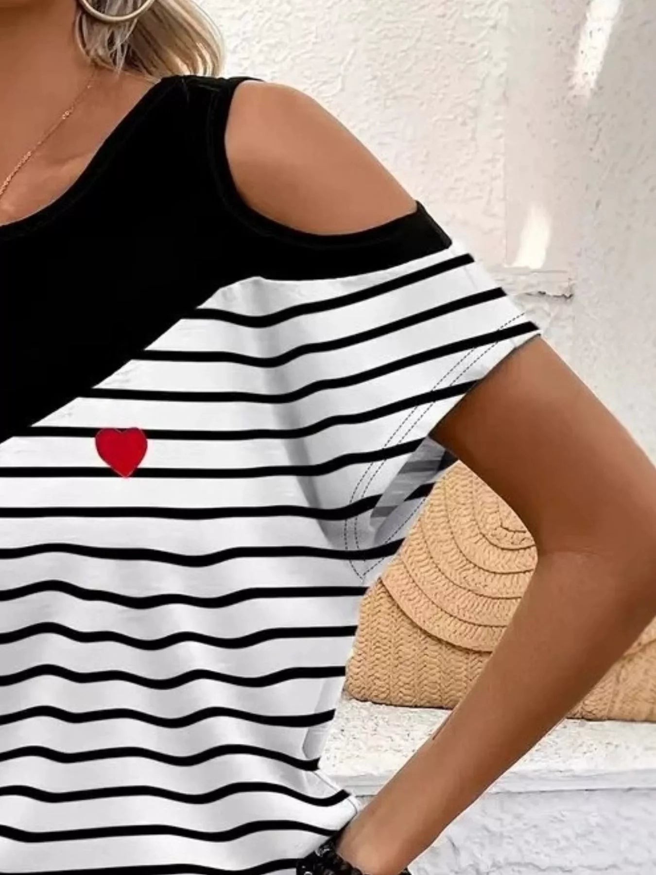 Cold Shoulder Color Block T-Shirt