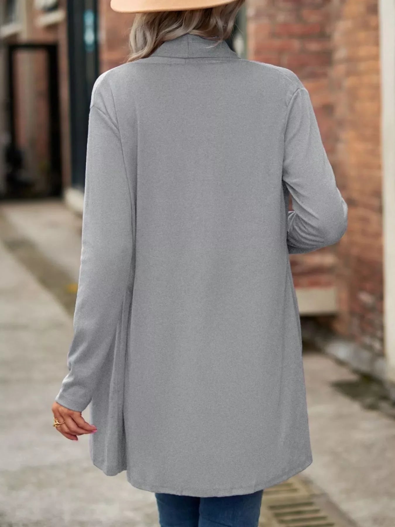 Open-Front Dropped Shoulder Cardigan