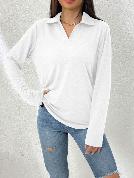 Collared Neck Long Sleeve T-Shirt