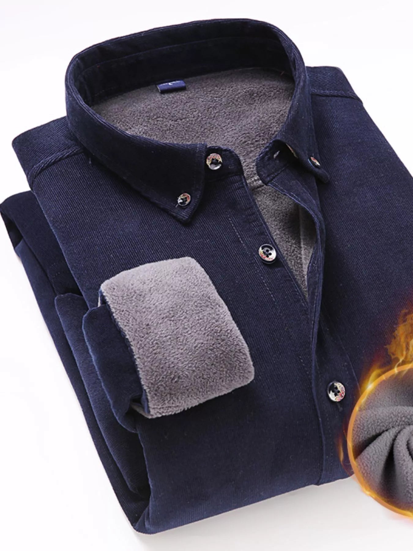 Men's Full Size Casual Corduroy Button-Down Shirt Plus Size
