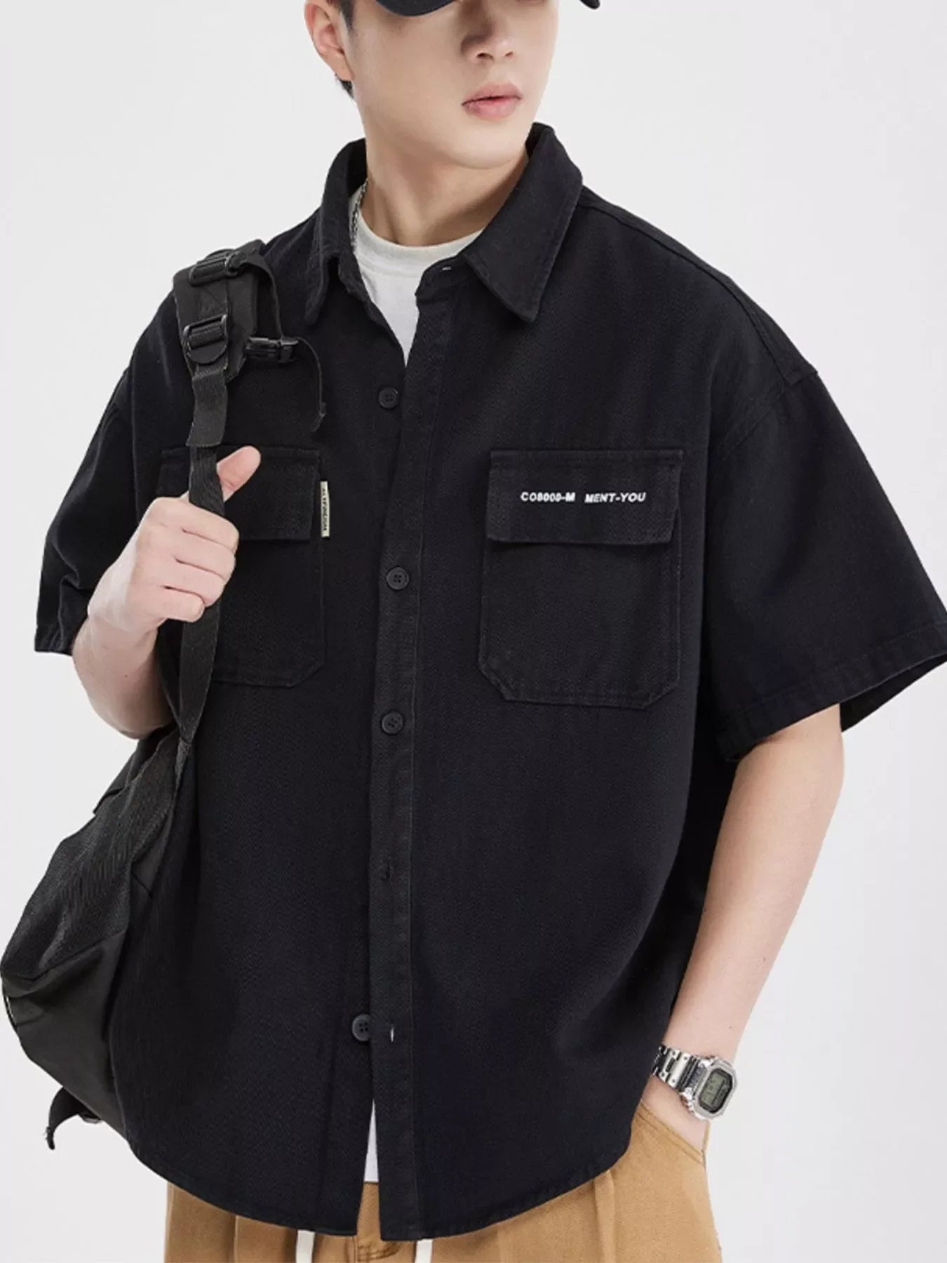 Men's Full Size Button Down Oversized Short Sleeve Shirt Plus Size
