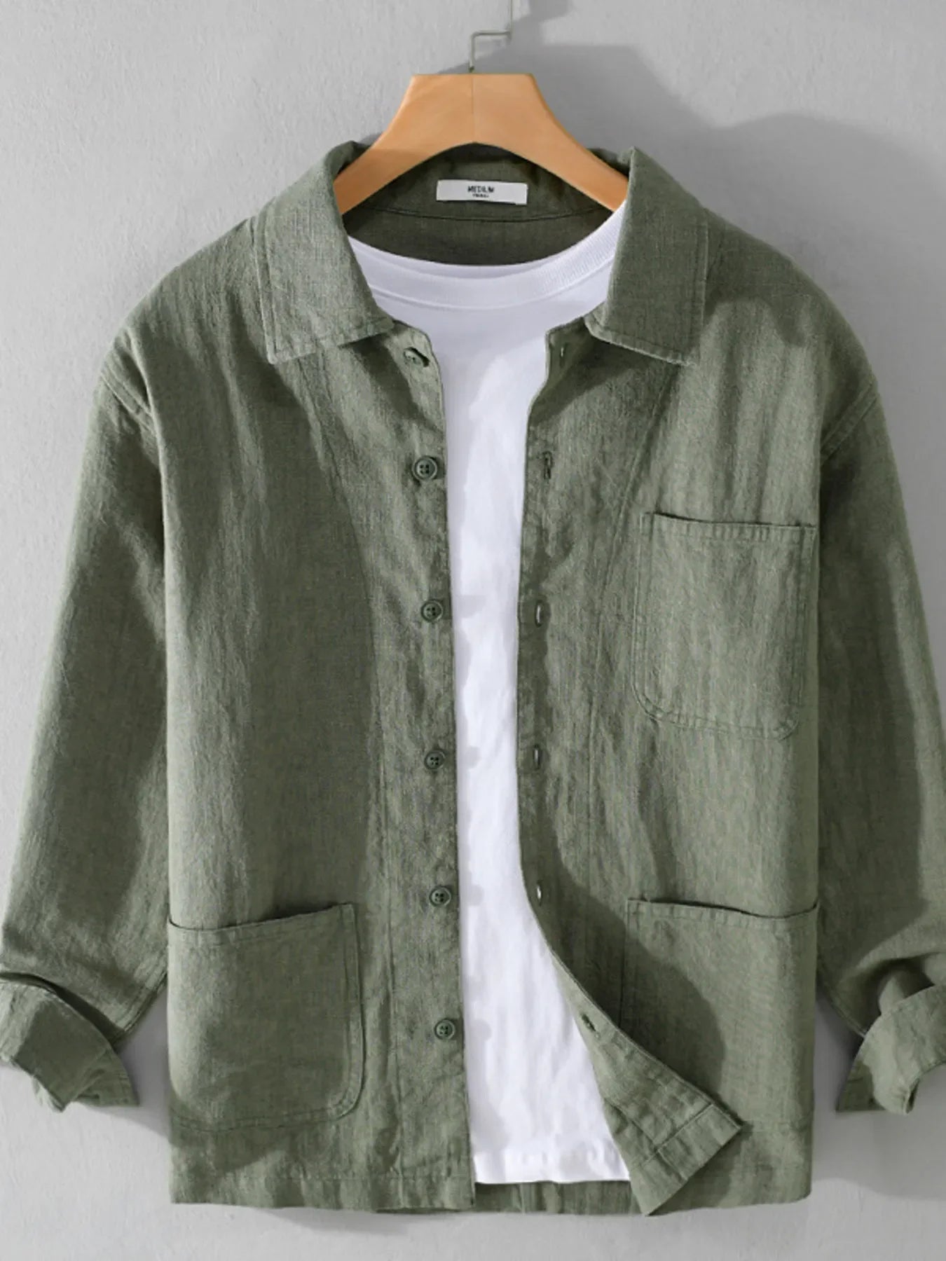 Men's Plus Size Button-Up Shirt with Chest Pocket