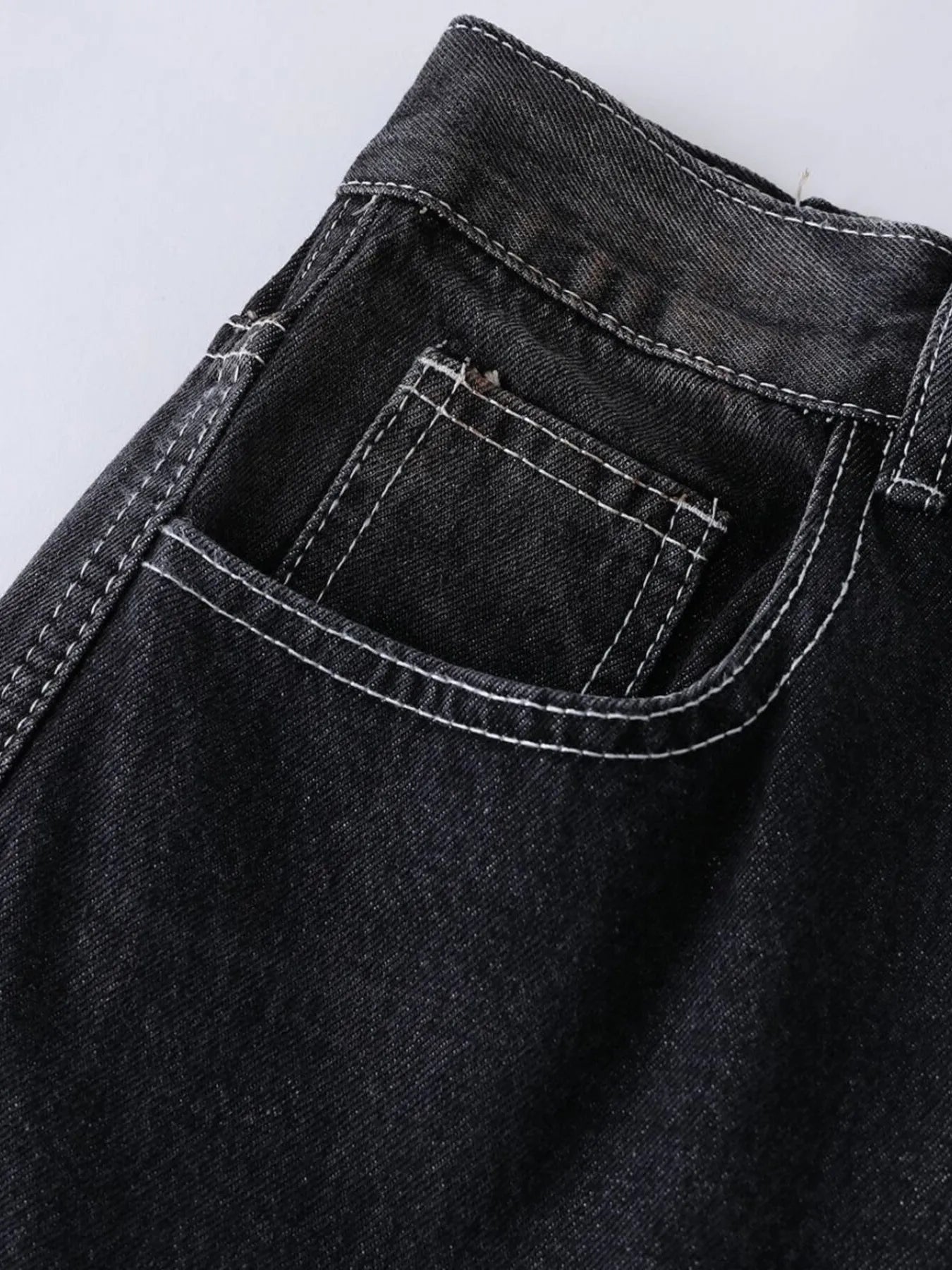 Men's Vintage Washed Wide Leg Denim Jeans
