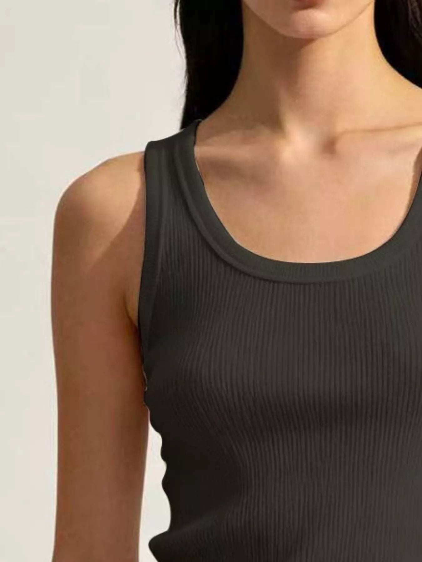 Ribbed Knit U-Neck Tank