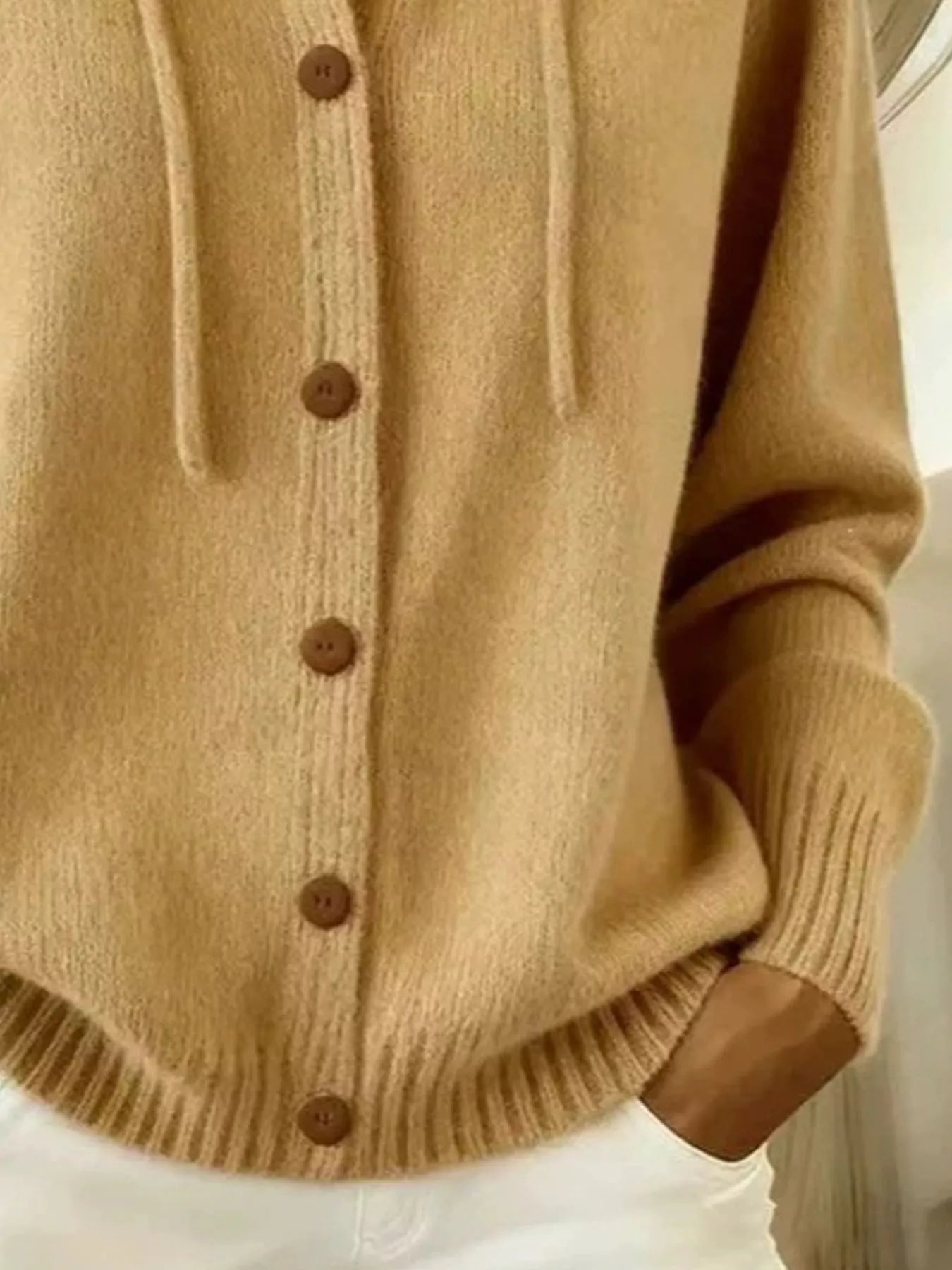 Hooded Button-Up Cardigan