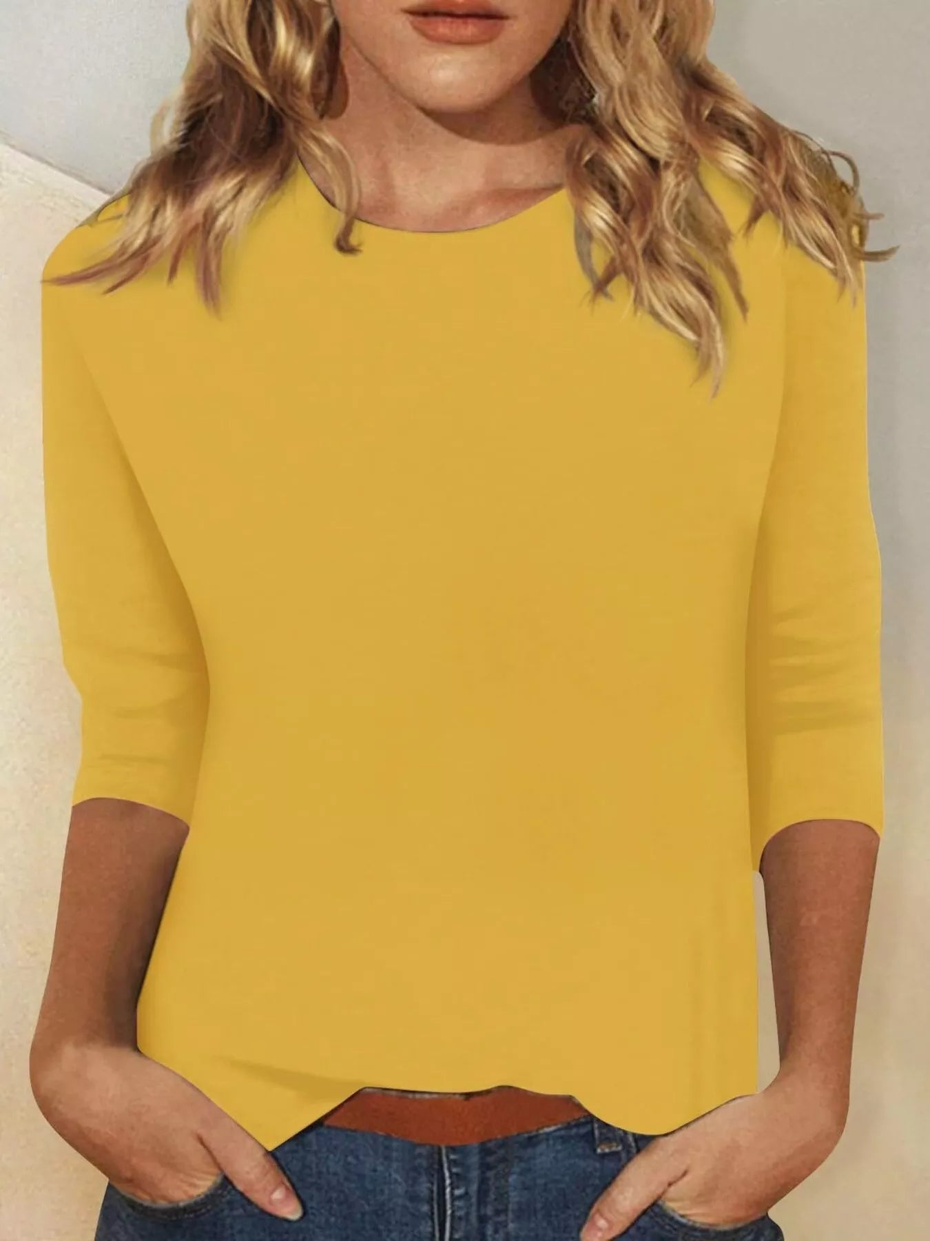 Solid Color Round Neck T-Shirt