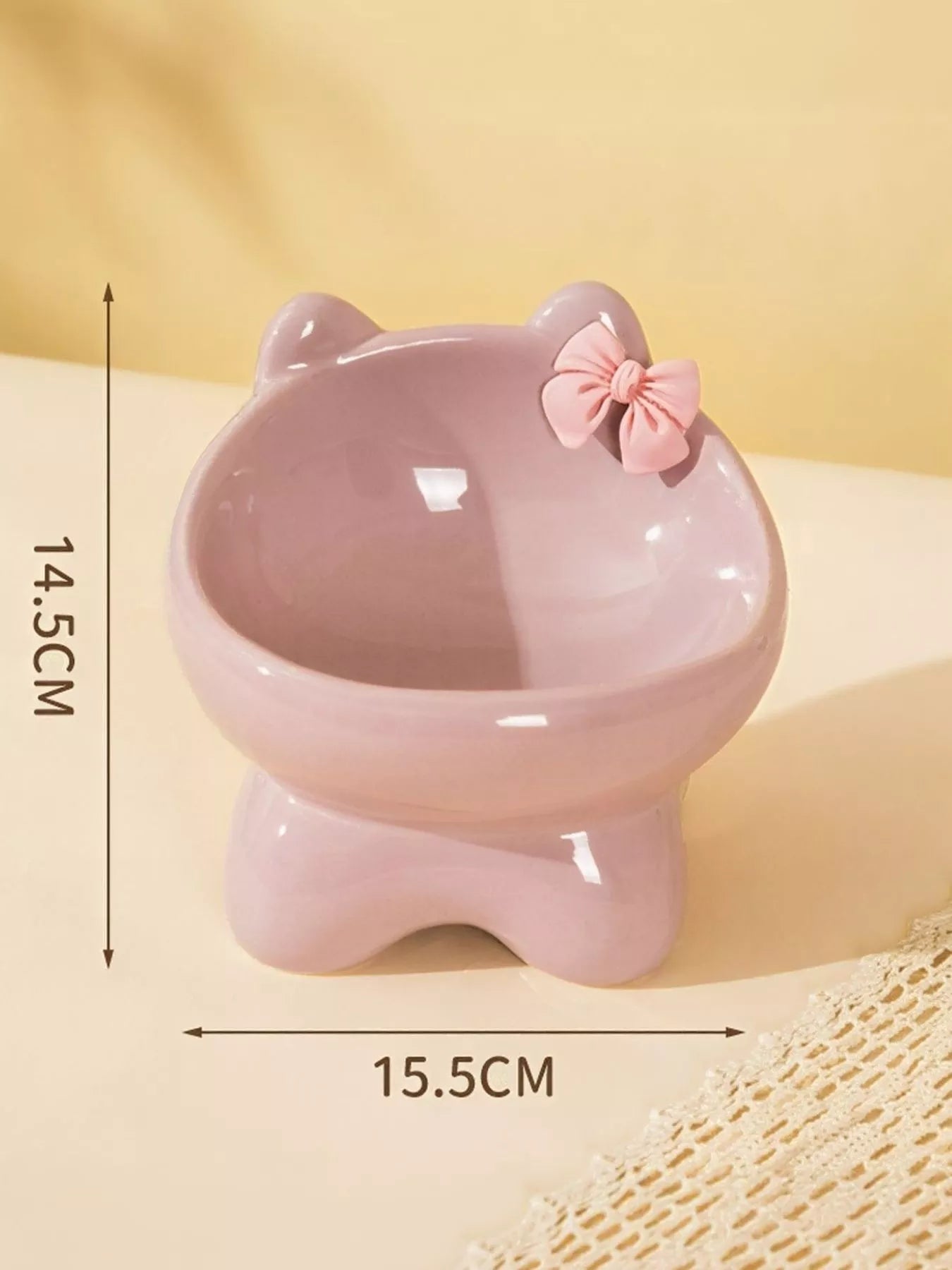 Ceramic Pet Bowl with Bowknot