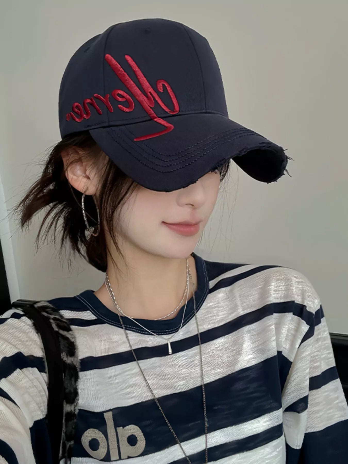 Embroidered Distressed Baseball Cap