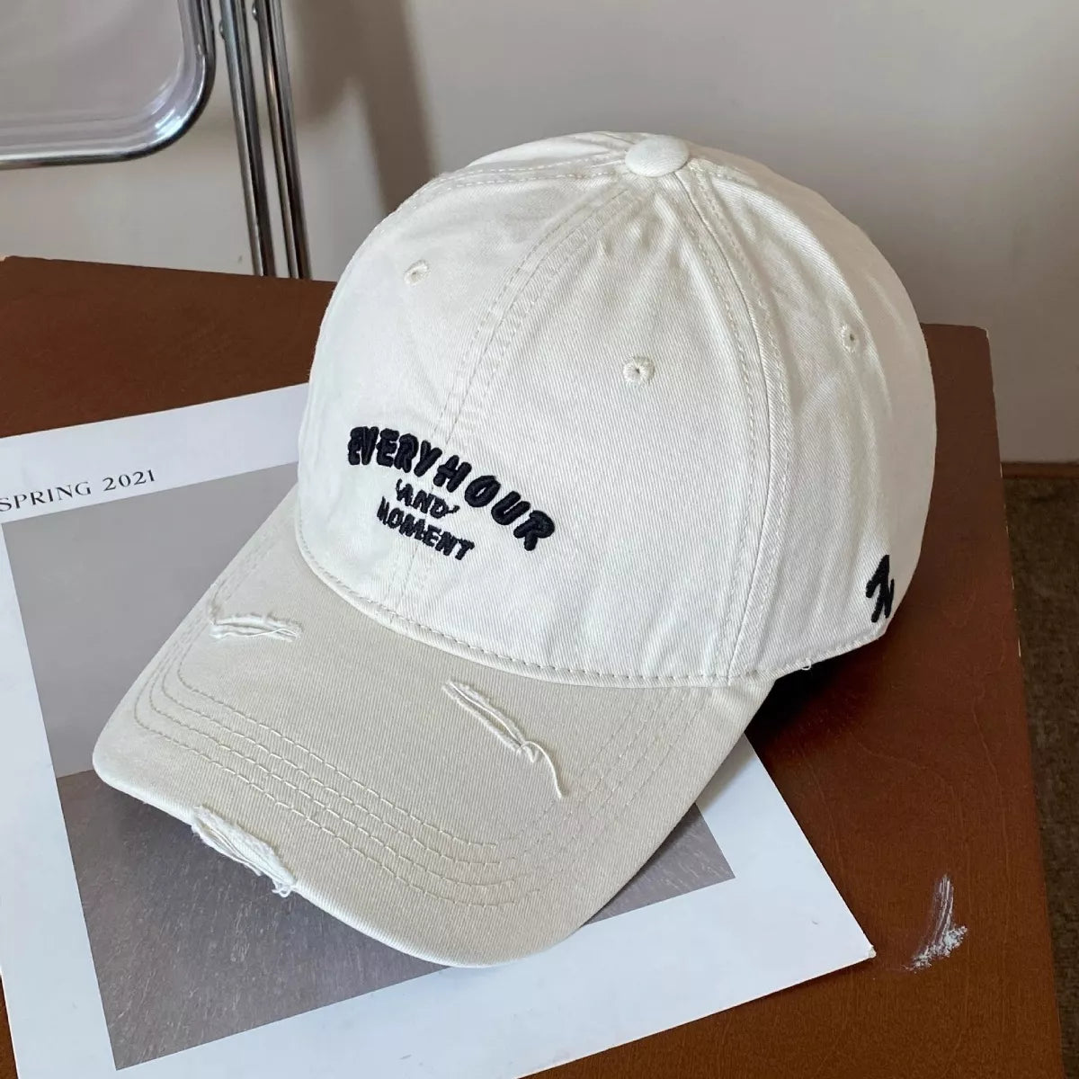 Distressed Embroidered Baseball Cap