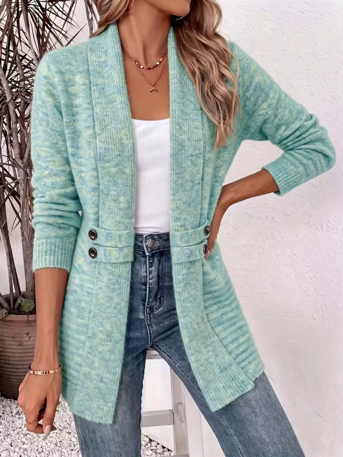 Full Size Open Front Long Sleeve Cardigan Plus Size