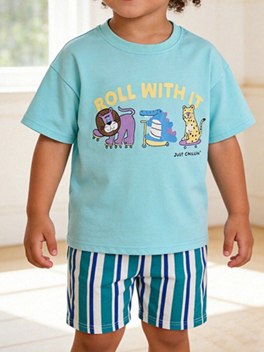 Children's Animal Graphic Tee and Shorts Set