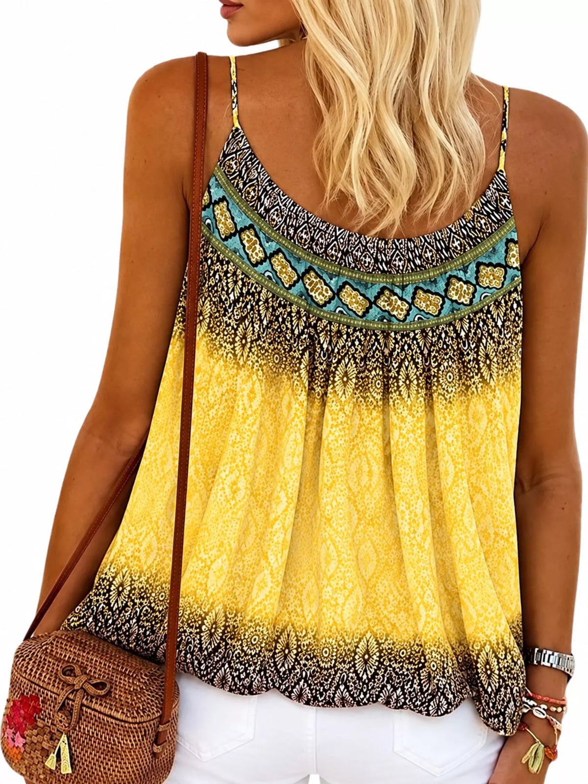Full Size Printed Scoop Neck Cami Plus Size