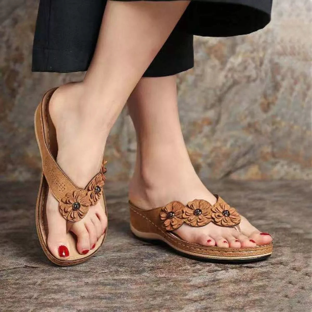 Toe Post Wedge Sandals