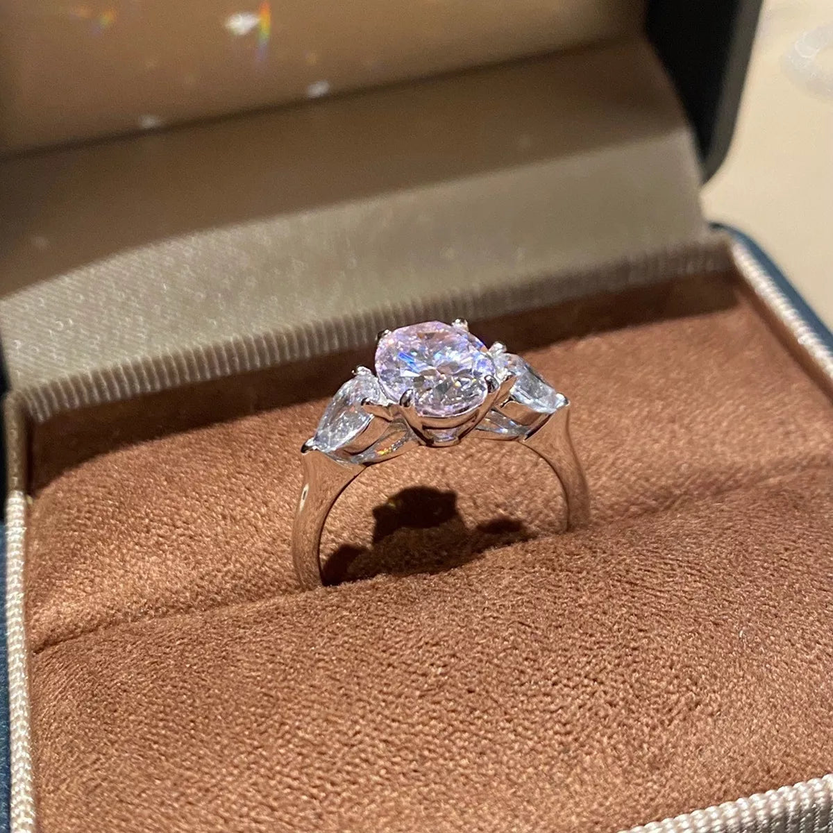 925 Sterling Silver Oval Cut Diamond Ring