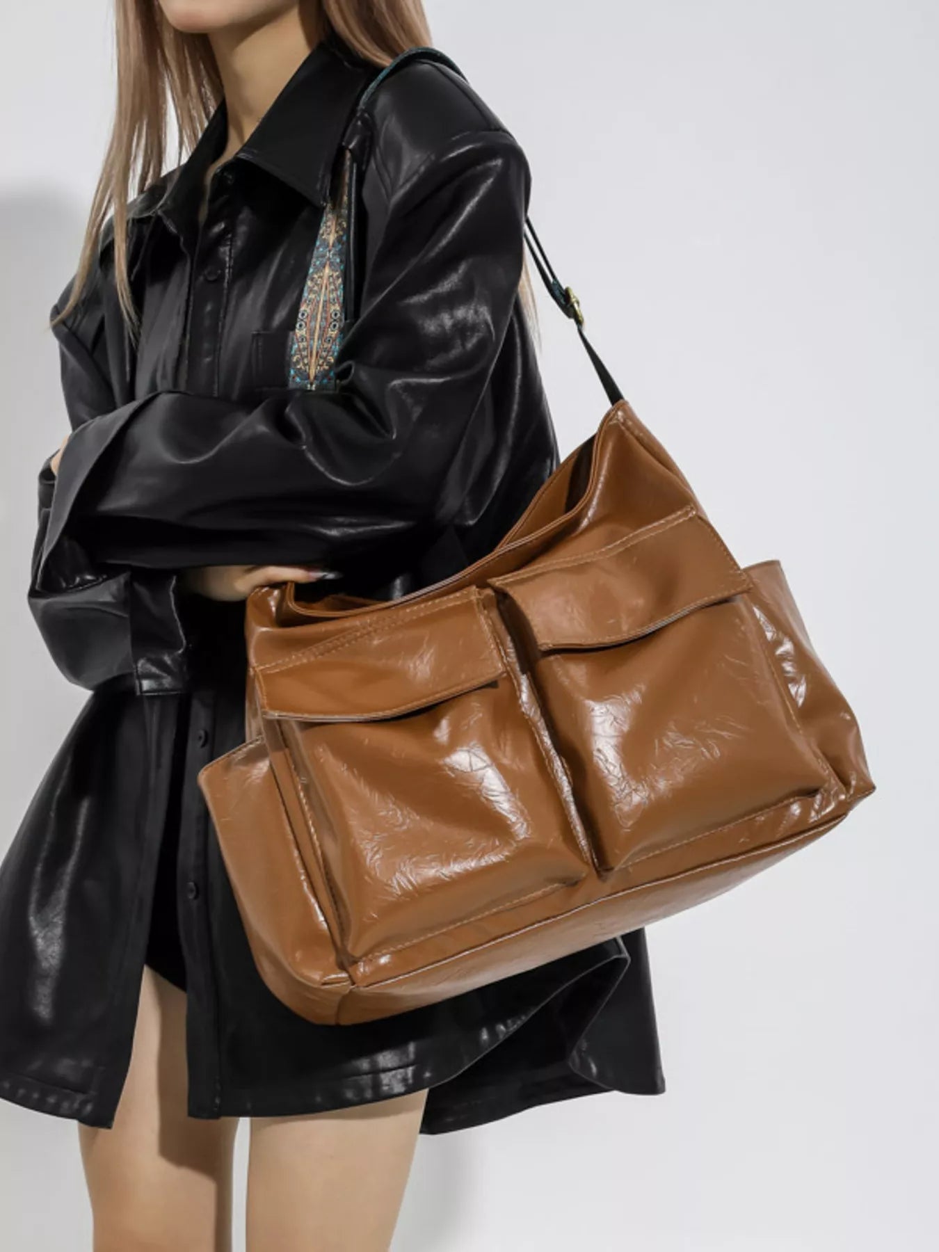 Adjustable Strap Multi Pocket Handbag