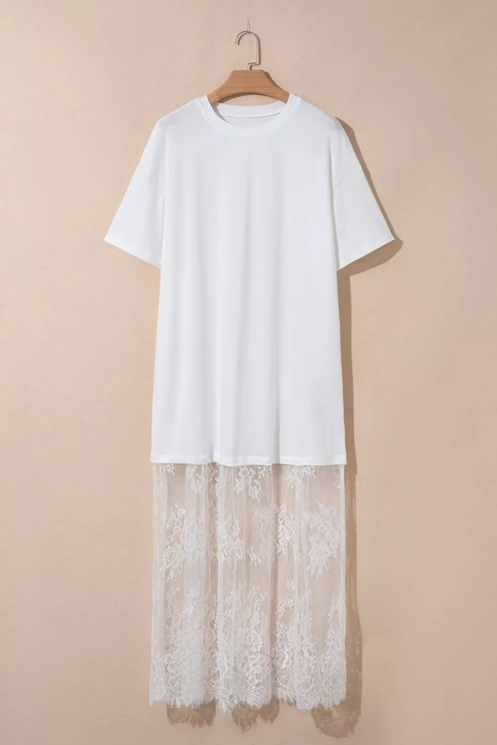 Lace Patchwork Casual T-Shirt Dress