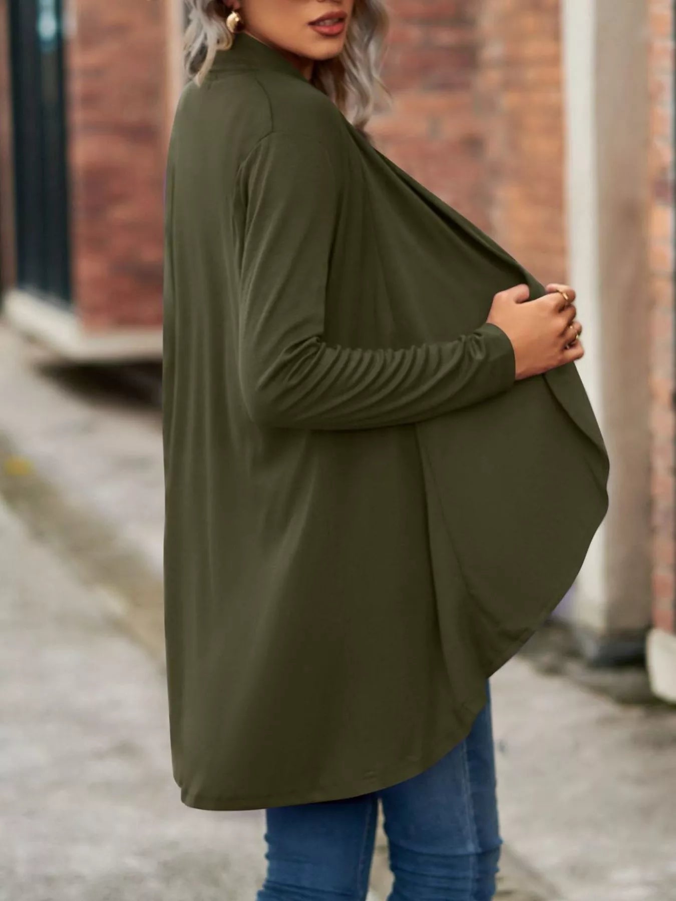 Open-Front Dropped Shoulder Cardigan