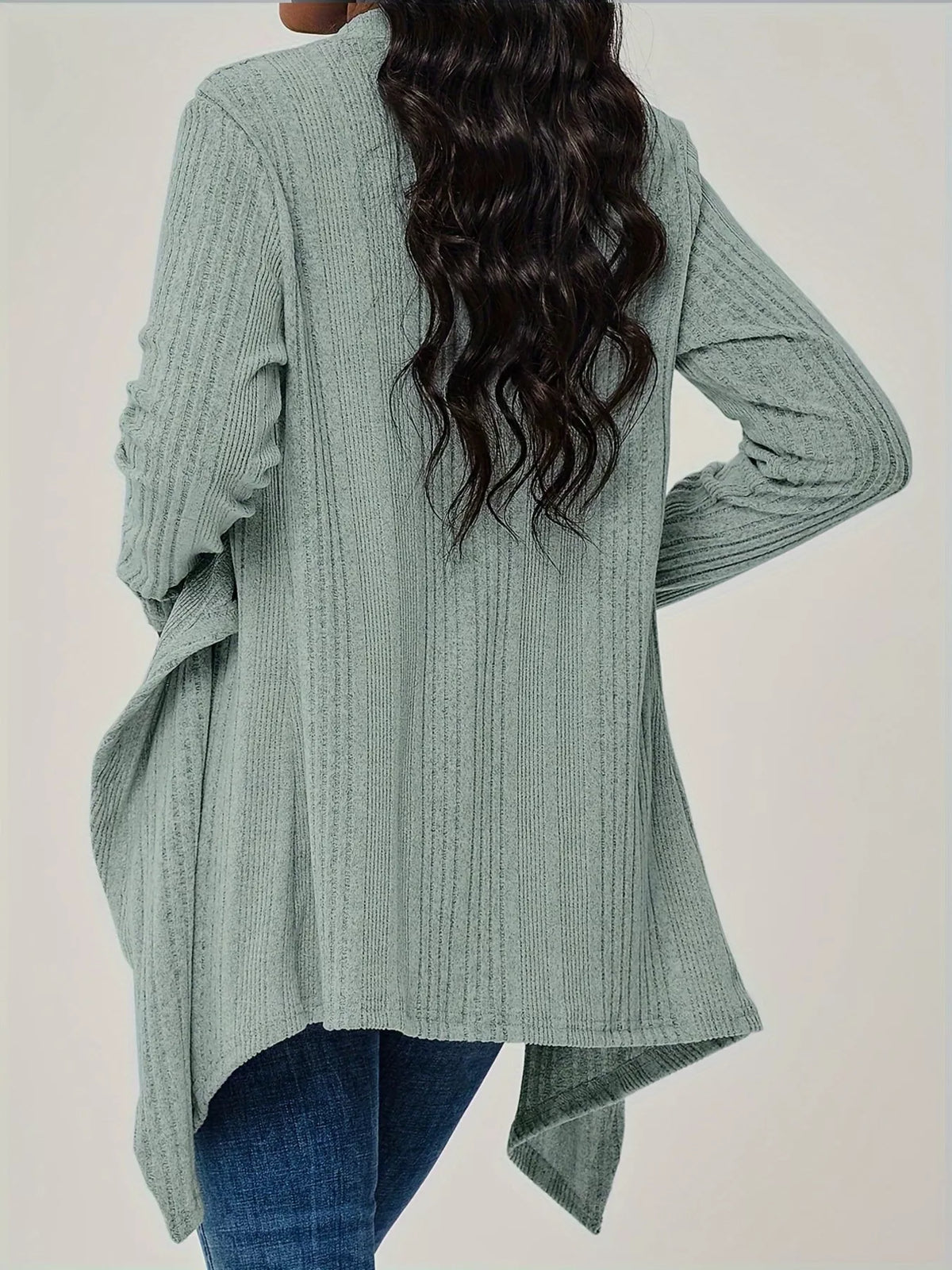 Ribbed Knit Open Front Cardigan