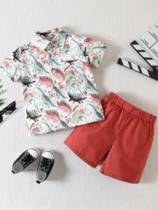 Children's Printed Shirt & Shorts Casual Set