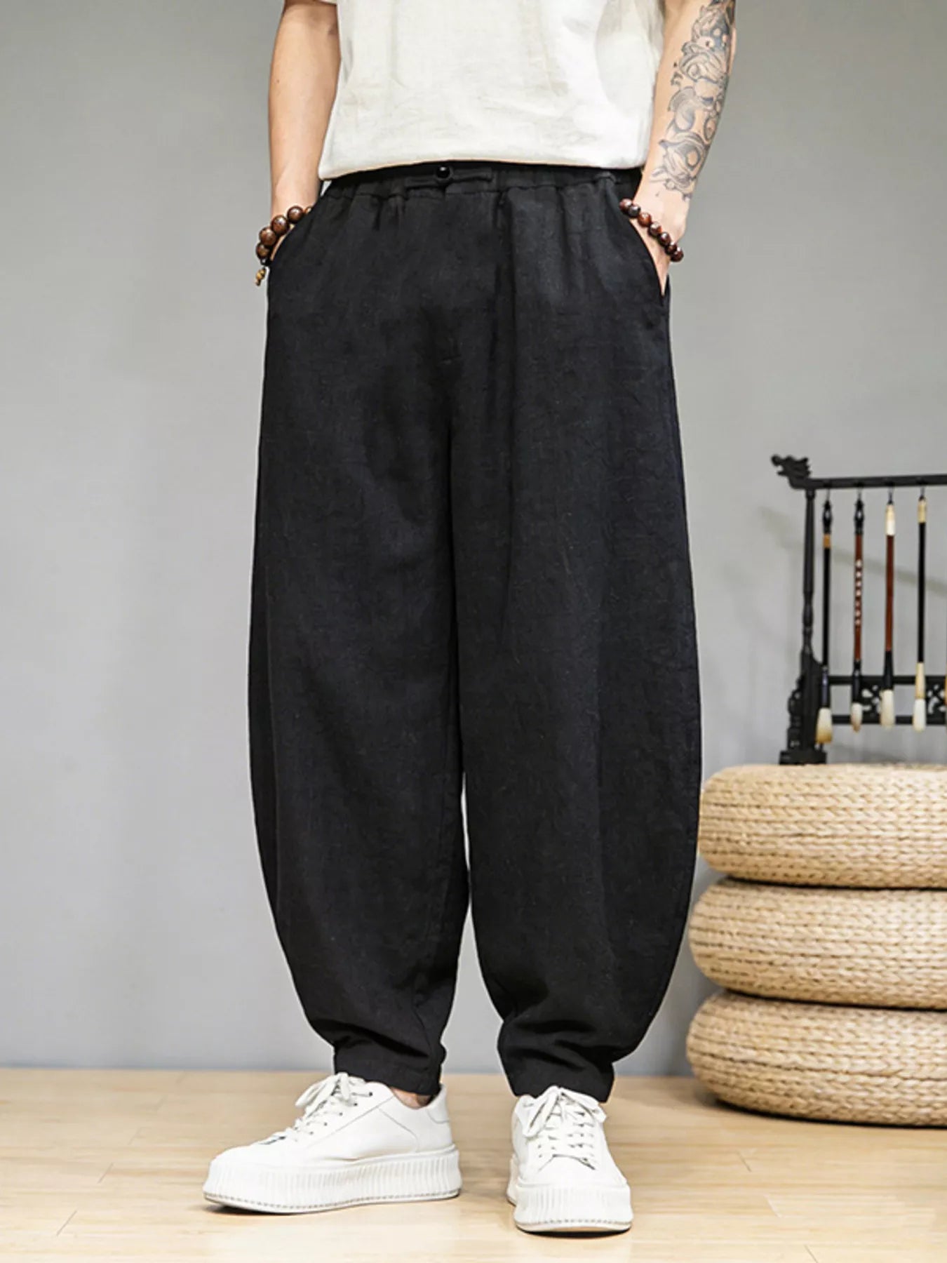 Men's Plus Size Loose Fit Pants with Pockets